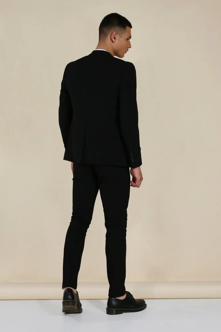 Skinny Black Single Breasted Jacket - black - 1