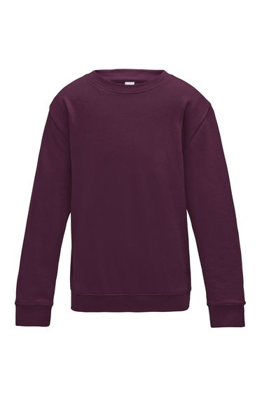 AWDis Just Hoods Childrens/Kids Plain Crew Neck Sweatshirt - Burgundy