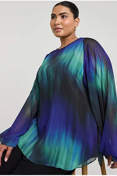 Joanna Hope Ombre Volume Sleeve Blouse