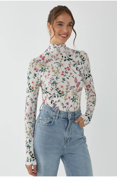 Floral Print Long Sleeve Sweater