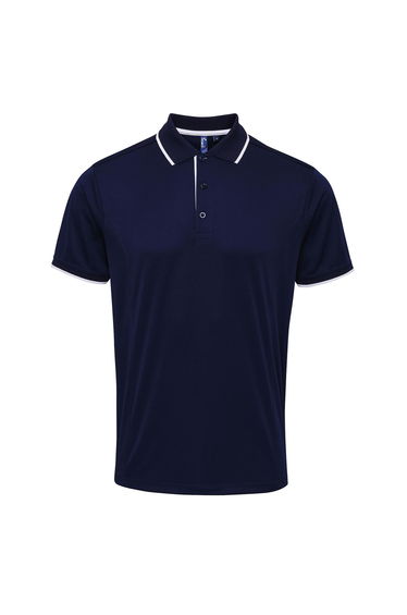 Premier Mens Contrast Coolchecker Polo Shirt - Navy/White