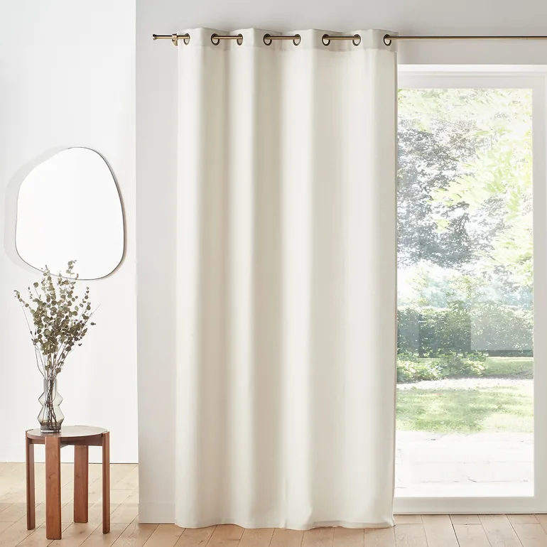 Montego Woven Effect Eyelet Curtain - 1
