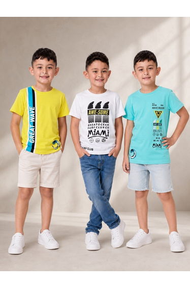 Pack of 3 - Boys Graphic Print T-Shirt
