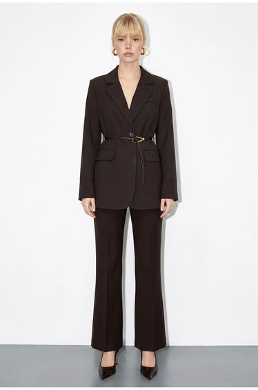 LUCCI Long Crepe Blazer With Shawl Collar