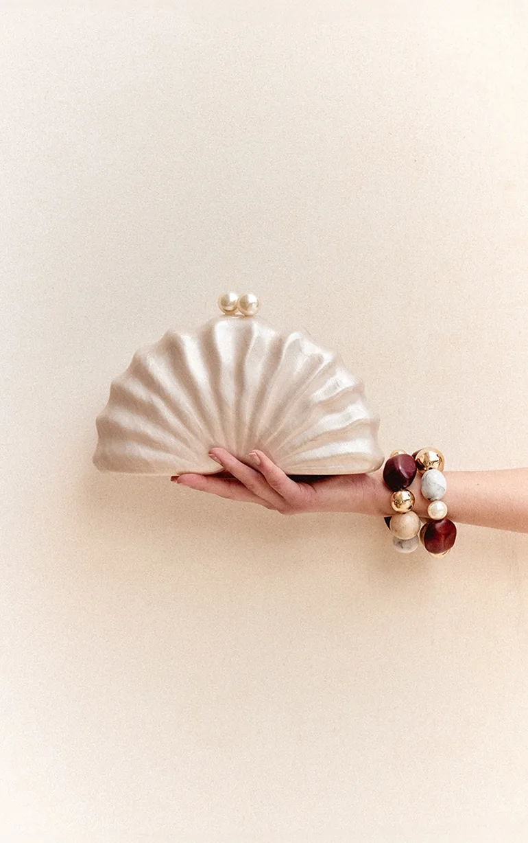 Pearl Hard Shell Clutch Bag