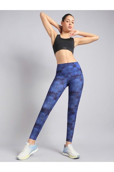 Women Blue Printed Performance Leggings