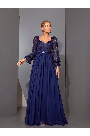 Leely Elegant Sweetheart Long Sleeve A-line Party Dress