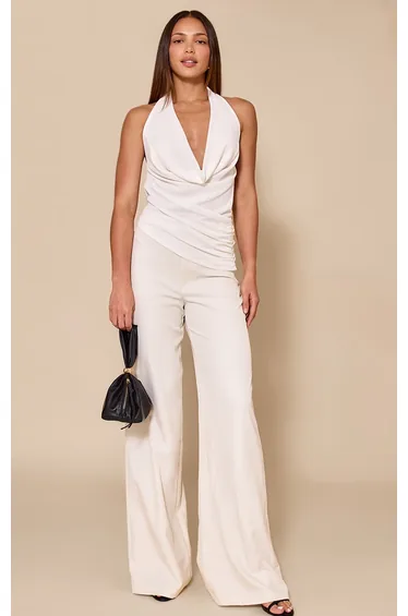 Tall White Burnout Mesh Cowl Neck Detail Long Top