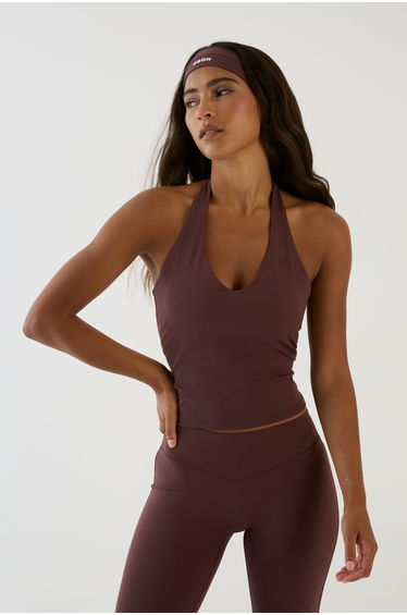 DSGN Studio Ultra Sculpt Halter Neck Top - fudge
