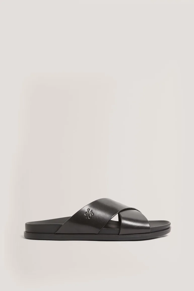 Terriy Script Leather Sandals Black