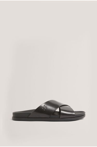Terriy Script Leather Sandals Black