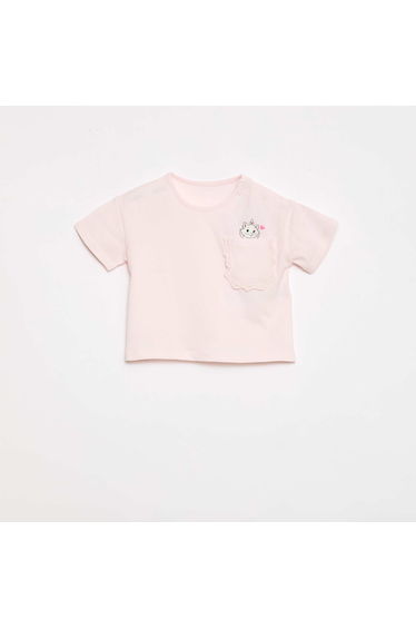 'Marie' 'Disney' Short-Sleeved T-Shirt with Ruffled Pocket PINK