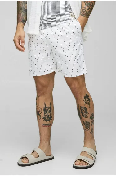 Mid Length Printed Swim Short