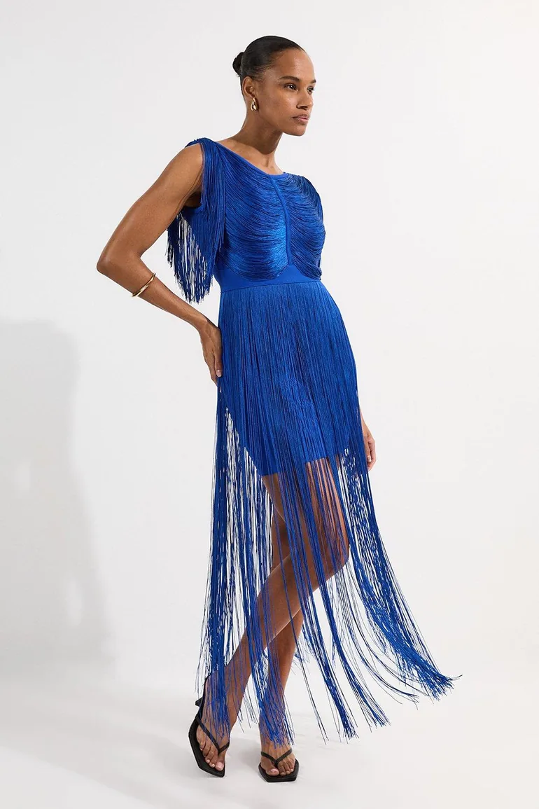 karen millen blue knit dress Cobalt KarenMillen Petite Ombre Knit High Neck Sleeveless Maxi Dress