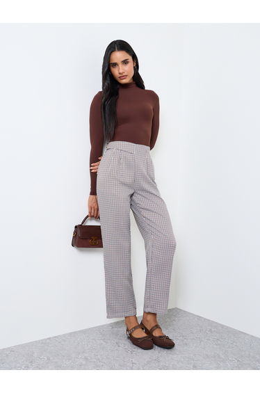 Multi-Checkered Straight Leg Pants