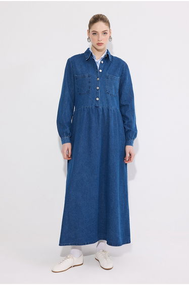 DENIM DRESS WITH POCKET DETAIL