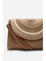 Alto Dark Raffia Fold Over Clutch Bag - 4