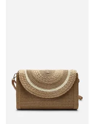 Alto Dark Raffia Fold Over Clutch Bag - 1