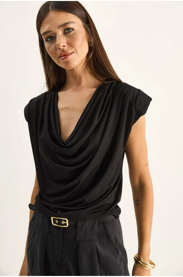 LUCCI Sleeveless Cowl Neck Blouse