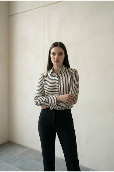 MY FASHION Striped Button-Up Shirt