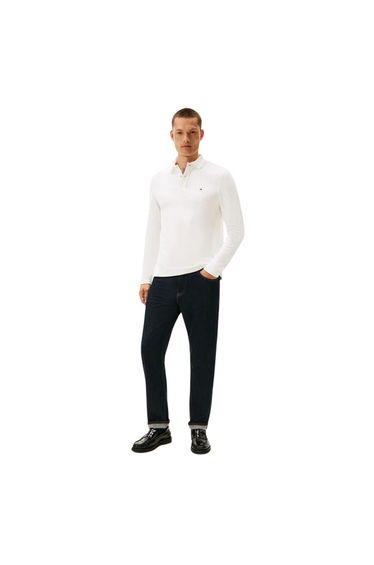 Tommy Hilfiger Mens Herringbone Regular Polo Shirt - Ecru