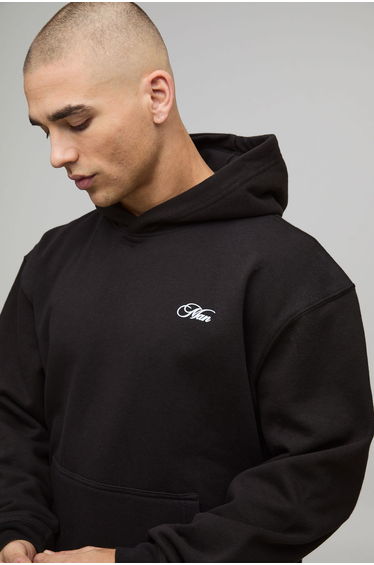 Black Oversized Boxy St Moritz Over Seams Hoodie - black