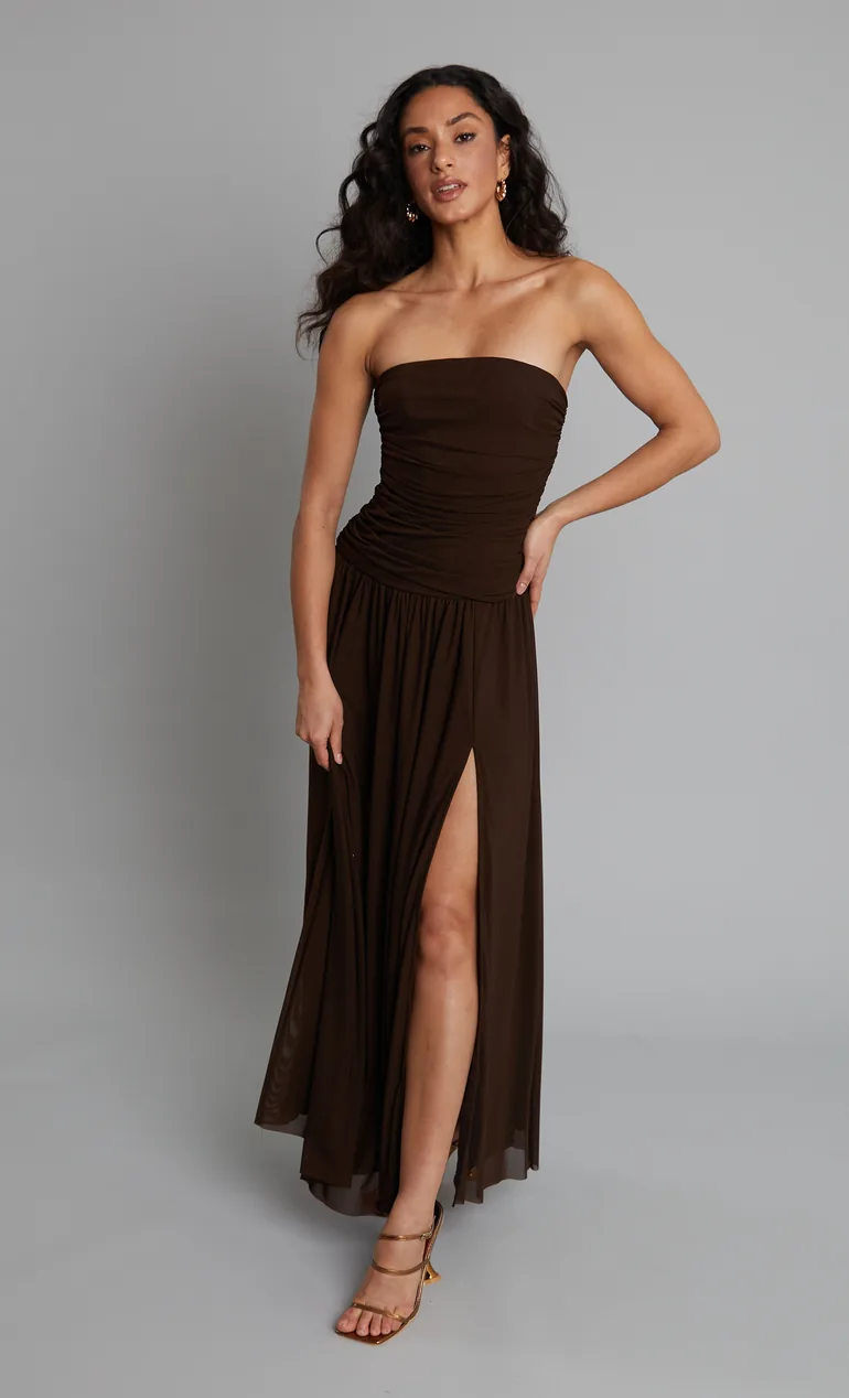 ruched split leg dress Red Ruched Split Leg Midi Dress