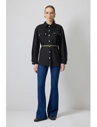 CHAIN BELT DETAILED SUEDE JACKET - 3