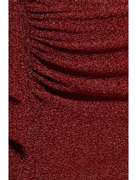 Goddiva Lurex Bardot Maxi With Waterfall Ruffle - Red - 3