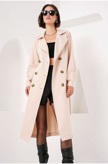 Trench Coat - Beige - Double-breasted