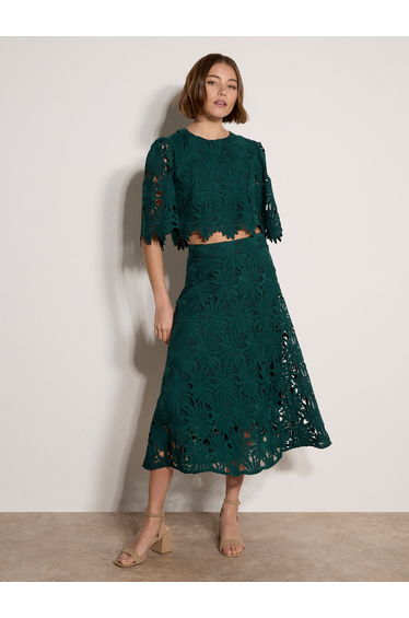 Guipure Lace Daisy Midi Skirt