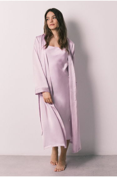 Lilac satin midi robe