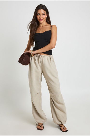 Bengaline Ruched Side Strappy Corset Top - black