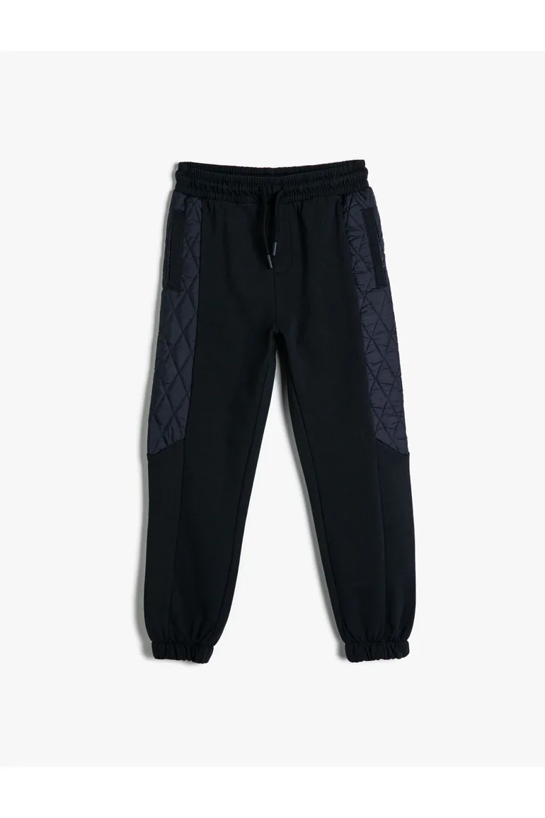 Jogger Sweatpants with Pocket Quilted Detail Cotton