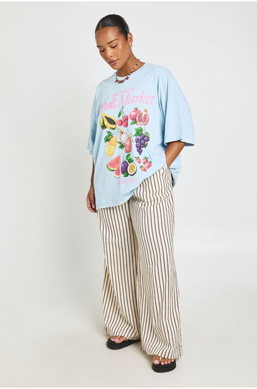 Plus Fruit Market Printed T Shirt - baby blue