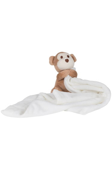 Mumbles Baby Boys/Girls Plush Monkey Comforter Blanket (Pack of 2) - Cream/Brown
