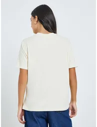 Beige Floral Graphic Print T-Shirt - 4
