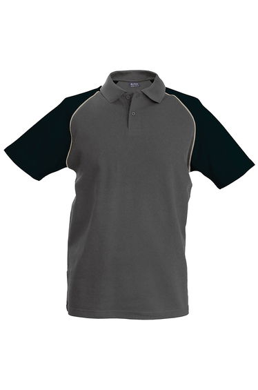 Kariban Mens Contrast Baseball Polo Shirt - Slate Grey/Light Grey/Black