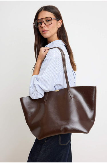 Brown Women's Medium Size Midi Tote 27 cm X50 Cmx28 cm Shoulder Bag