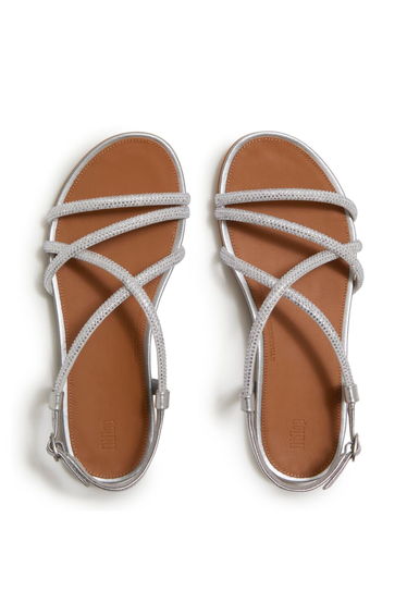 Gracie Crystal Strappy Back-Strap Sandals Silver