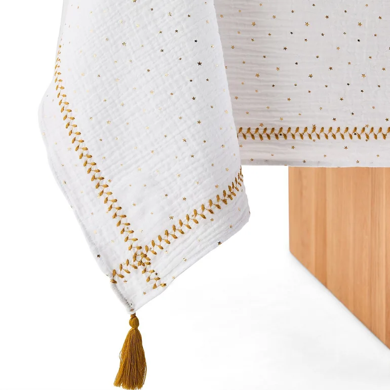 Kumla Stars Embroidered Cotton Muslin Tablecloth - 2
