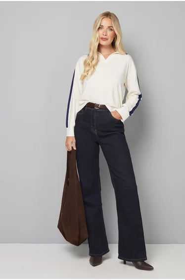 Petite Contrast Collar Knitted Jumper