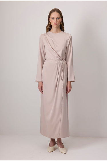 DRAPED SATIN DRESS