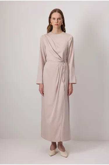 DRAPED SATIN DRESS