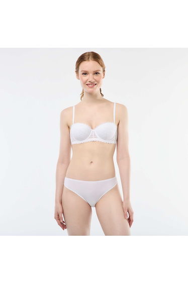 Microfiber and Lace Panties WHITE
