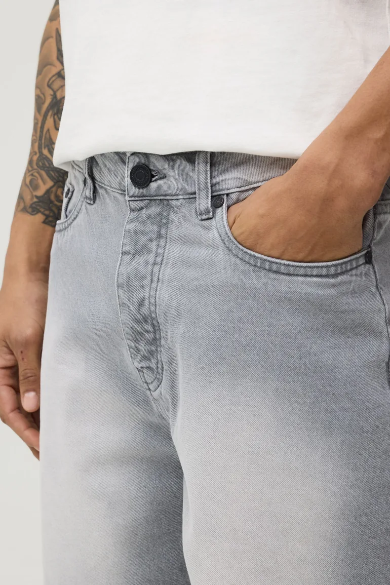 Basic Relaxed Fit Denim Shorts - light grey - 3