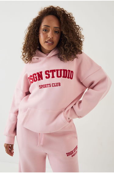 DSGN Studio Applique Oversized Hoodie - pink