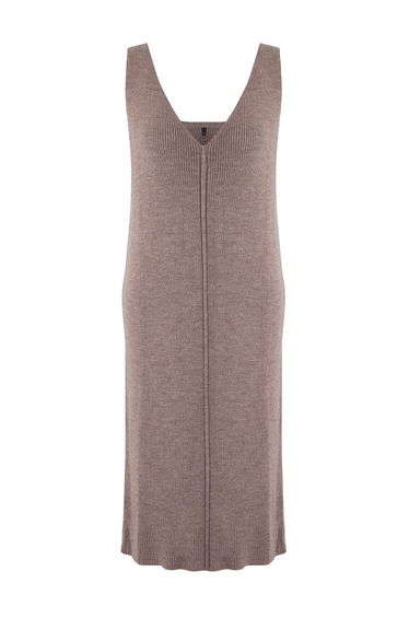 Mink Maxi V-Neck Vest Knit Dress