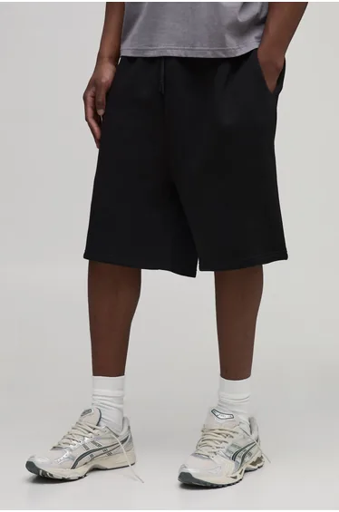 Tall Baggy Drop Crotch Mid Length Short - black