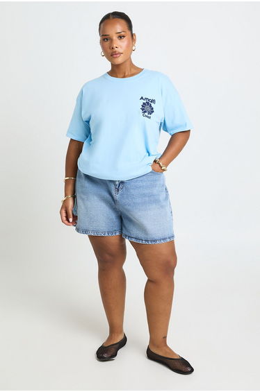 Plus Amalfi Coast Shell Graphic Oversized T-Shirt - baby blue